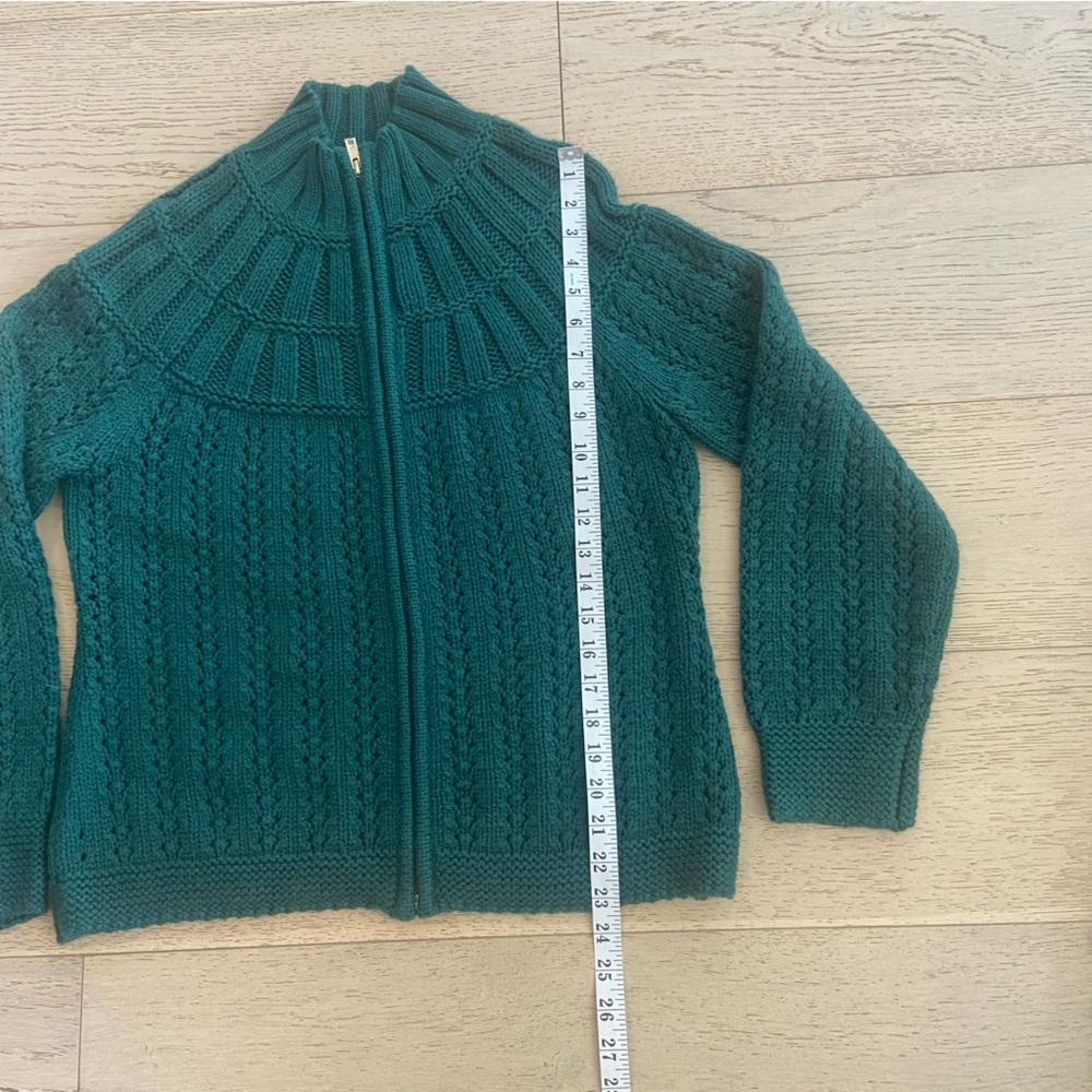 Talbots Green Zip Cardigan Medium Cotton Blend Lightweight NWT - Picture 8 of 8